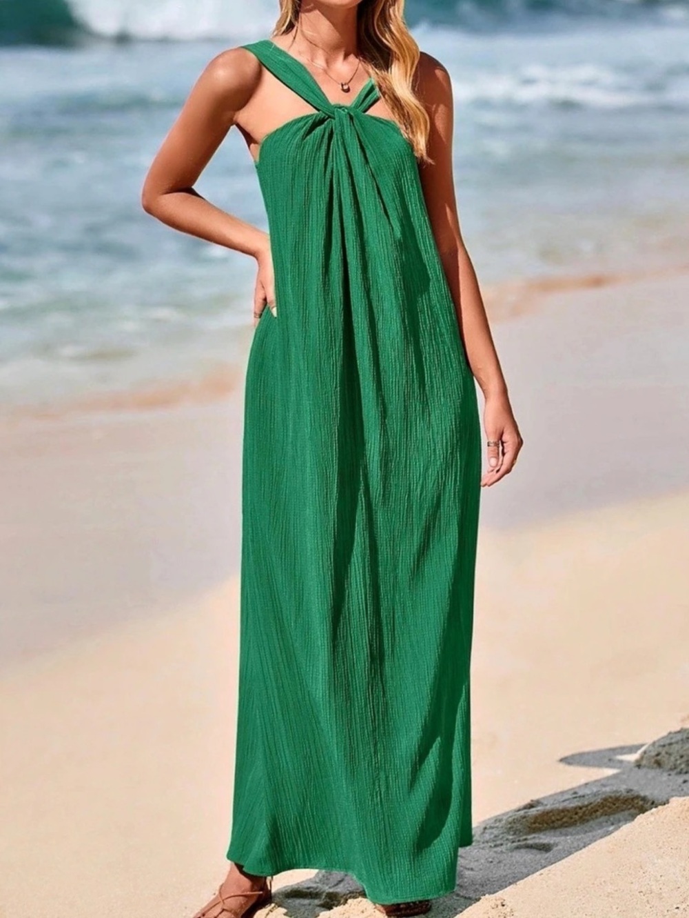 Pretty Garden Green Maxi Dress NWT
